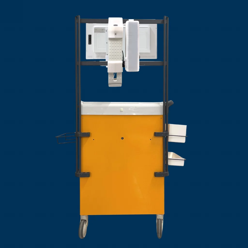 Chariot de soins Allibert informatisé avec la batterie MPS-03® Pro de Mediantech